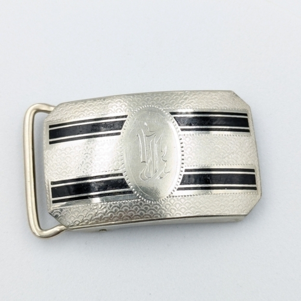 Antique 14K white gold filled Wadsworth Art Deco belt buckle